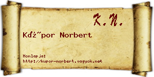 Kúpor Norbert névjegykártya